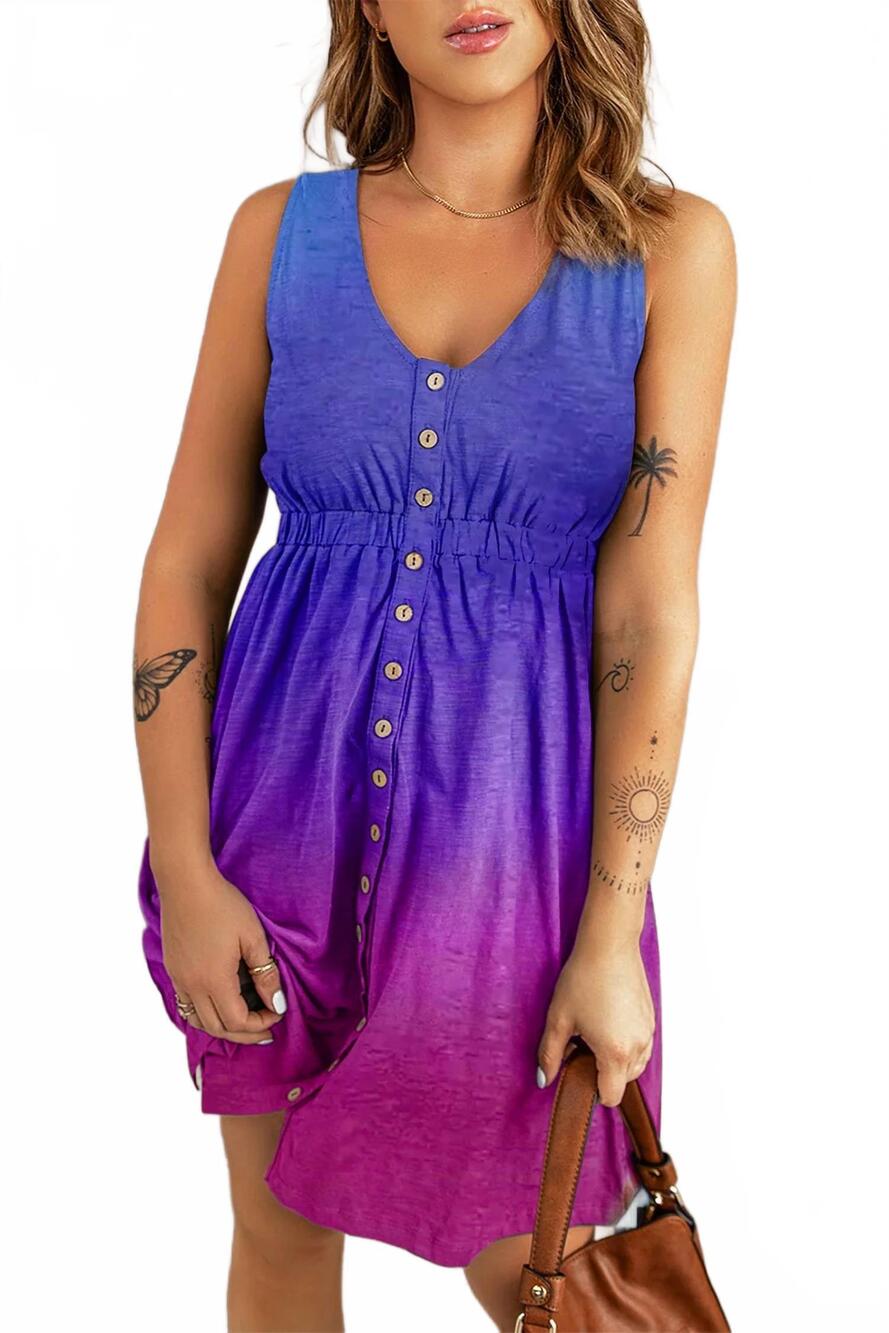 NEW TRENDSI buttoned sleeveless mini magic dress in violet